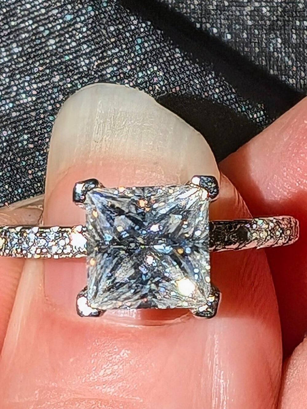 3ct VVS1 moissanite diamond sterling silver ring
